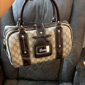 Gucci Beige and Dark Brown Satchel